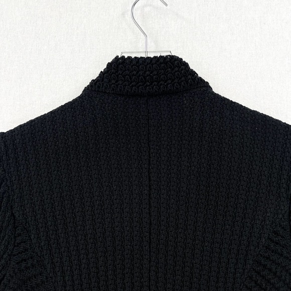 CHANEL 2010 Sweater Womens 34 Black Chain Details Open Cardigan Cotton Chunky - Picture 7 of 16
